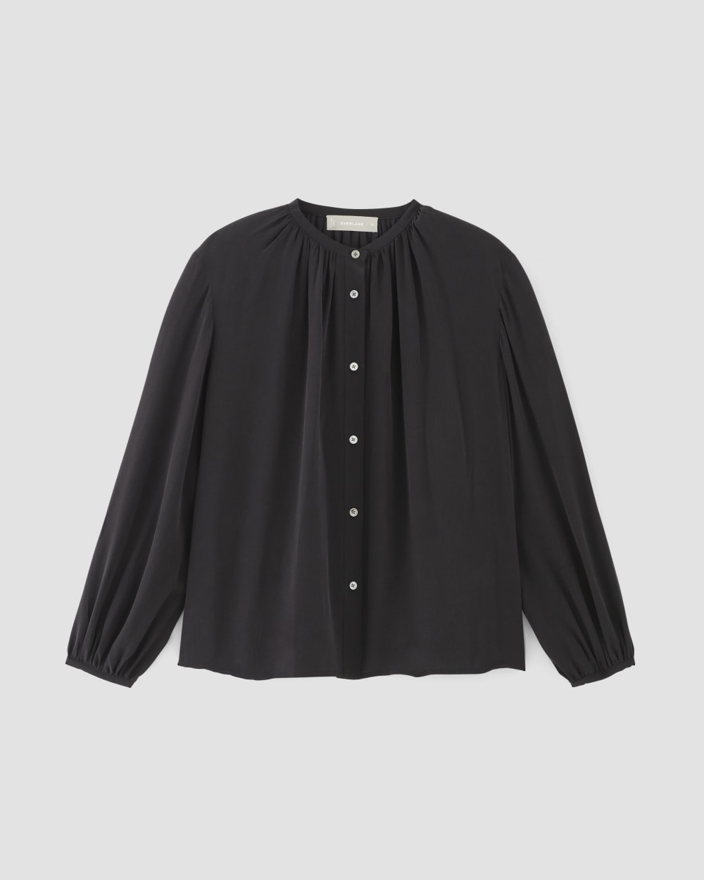 The Washable Clean Silk Shirred Blouse | Black - Image 2