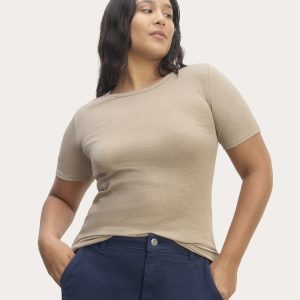 The Luxe Rib Crew | Heathered Tan