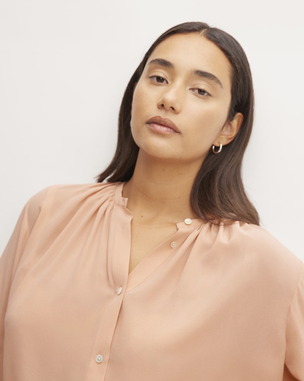 The Washable Clean Silk Shirred Blouse | Blush Pink - Image 4