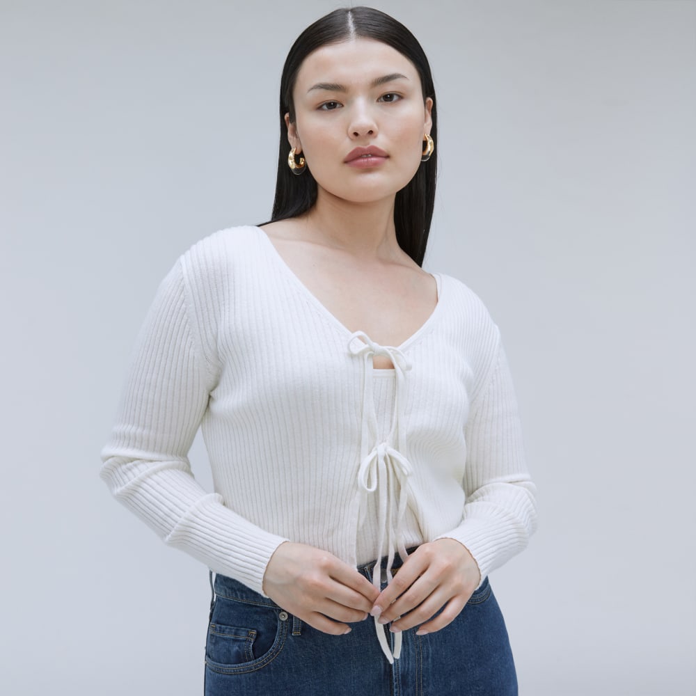 The Cotton-Merino Front-Tie Top | Snowflake - Image 4