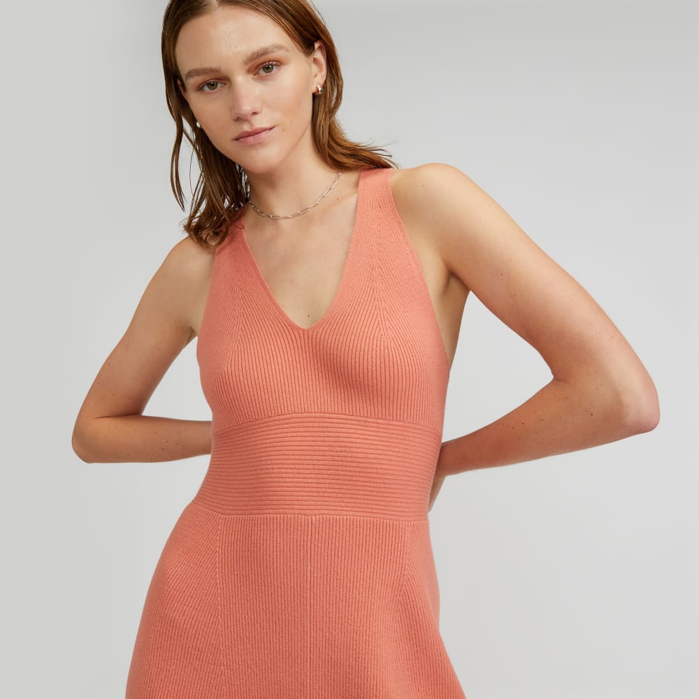 The Ribbed Cotton Cross-Back Dress | Tawny Pink - Image 4