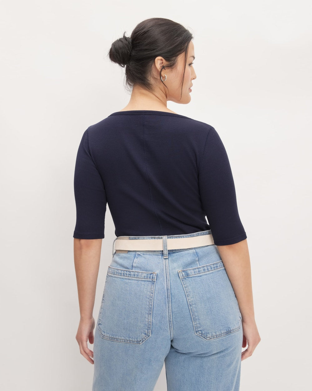 The Luxe Rib Scoop-Neck Tee | Navy - Image 4