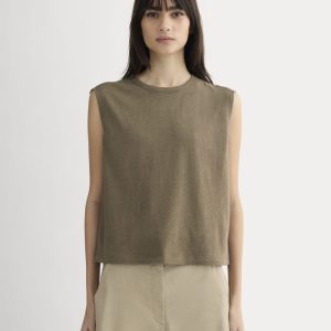 The Muscle Tee in Cotton Linen | Deep Taupe