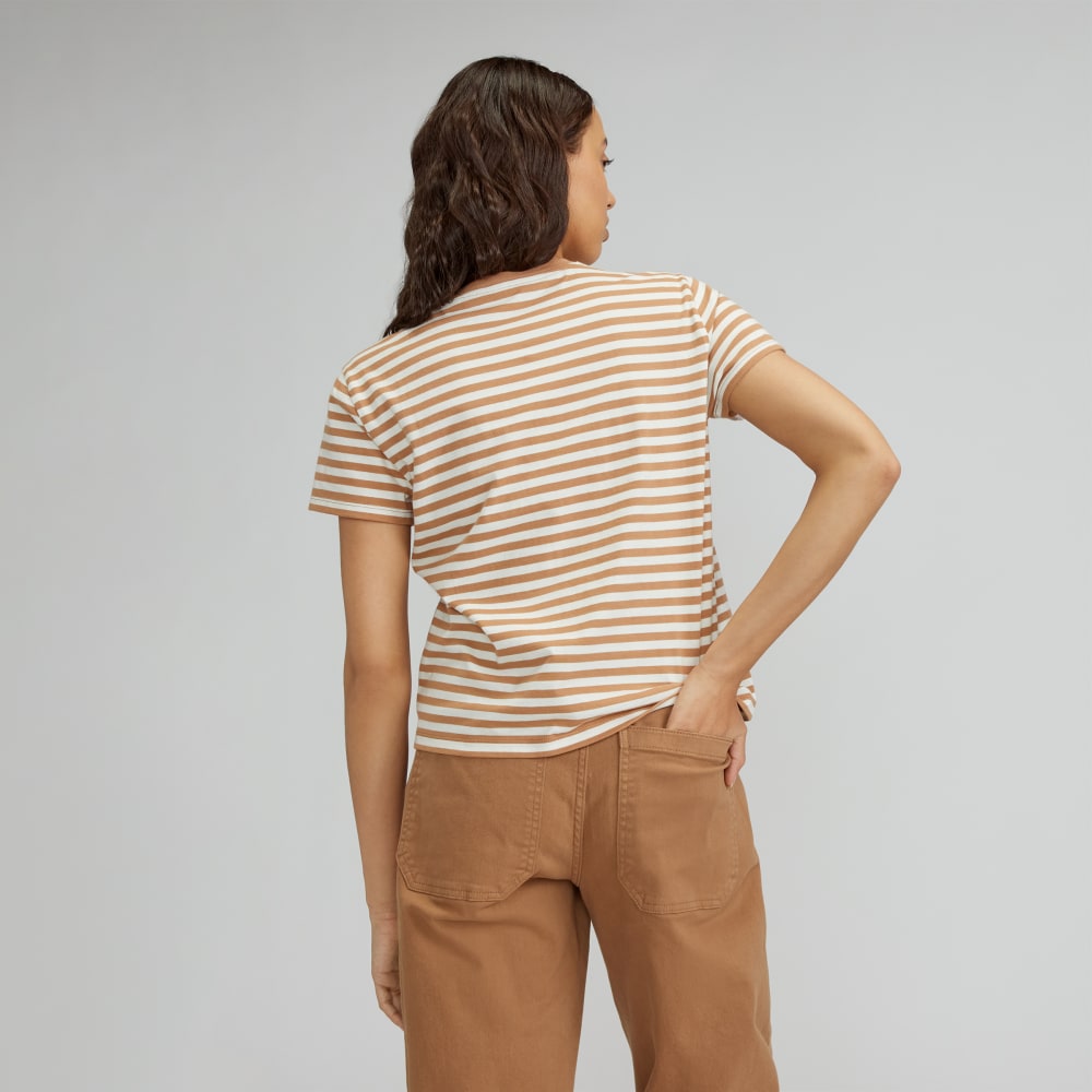 The Box-Cut Tee in Essential Cotton | Caramel / Canvas Tan | No Pocket - Image 3