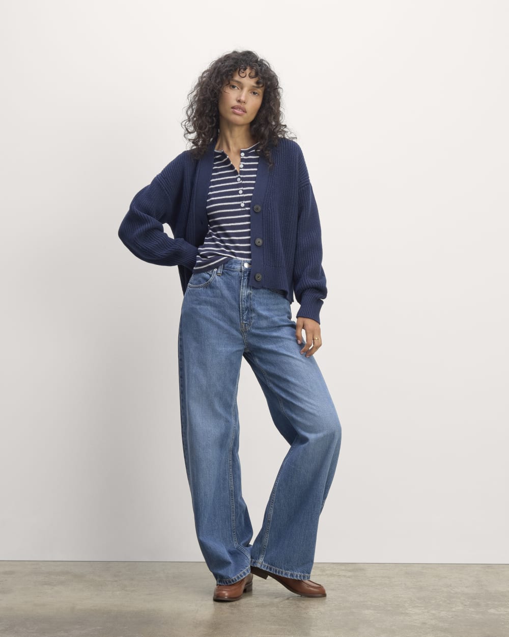 The Boxy Cardigan in Everyday Cotton | Navy - Image 3