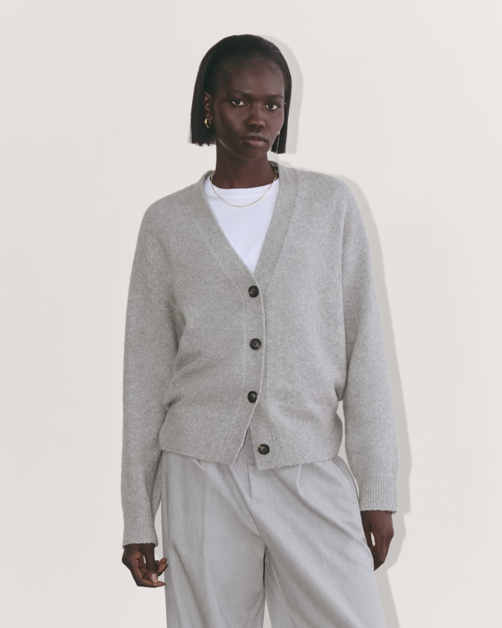 The Cocoon Cardigan in Plush Cotton | Heathered Grey