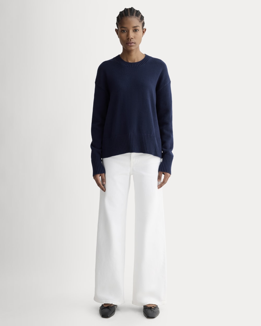 The Boxy Sweater in Everyday Cotton | Navy - Image 3