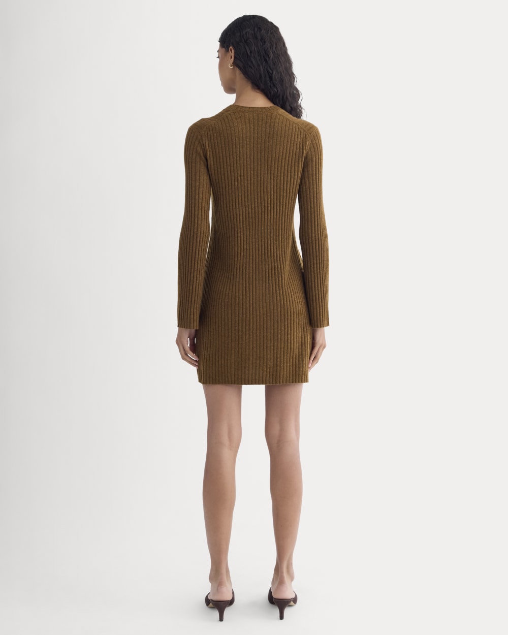 Cashmere Long-Sleeve Mini Dress | Heathered Toffee - Image 4